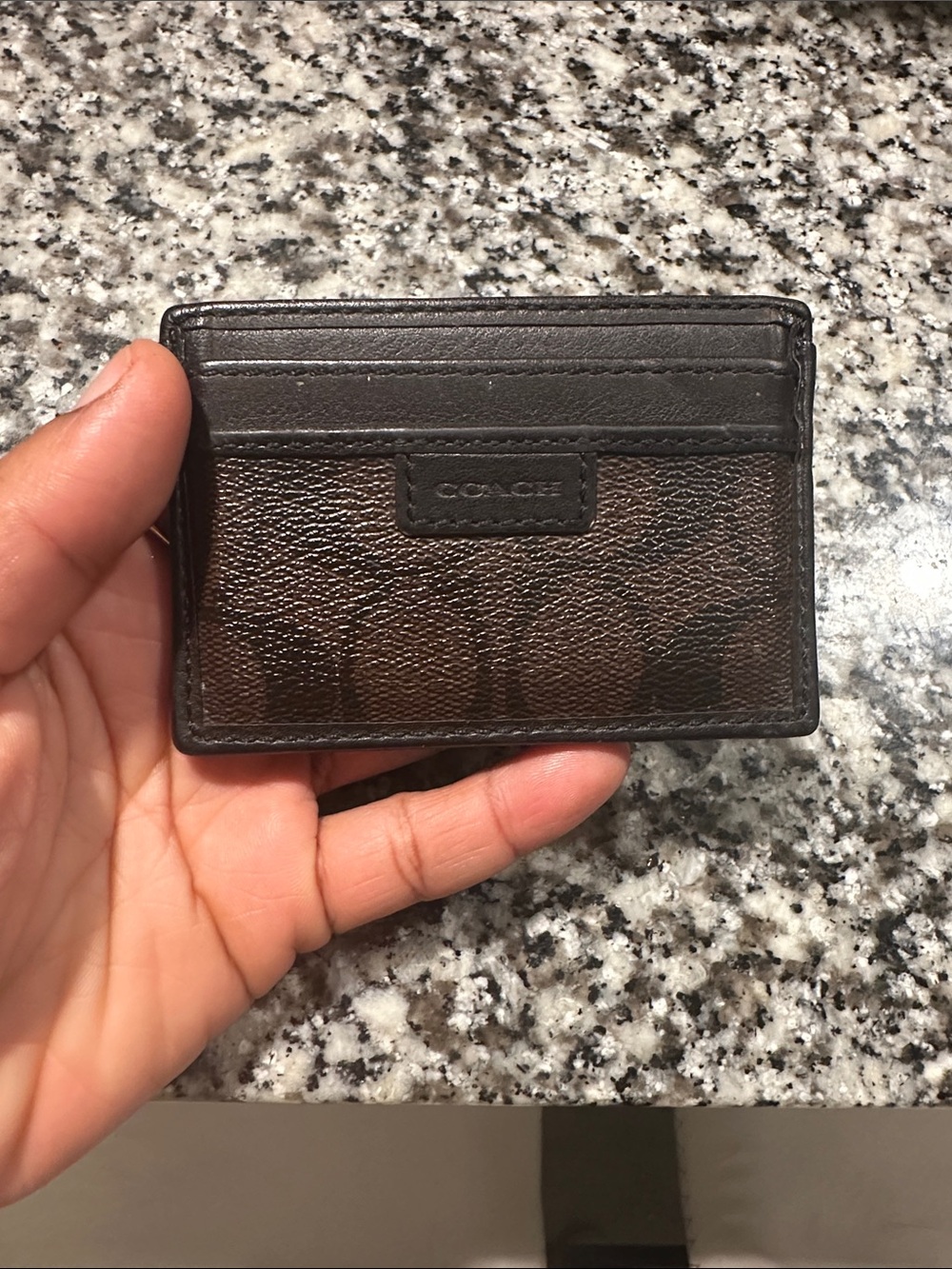 Coach Dark Brown Signature Card Holder